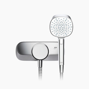 Single Outlet Mira mixer shower in a white background 