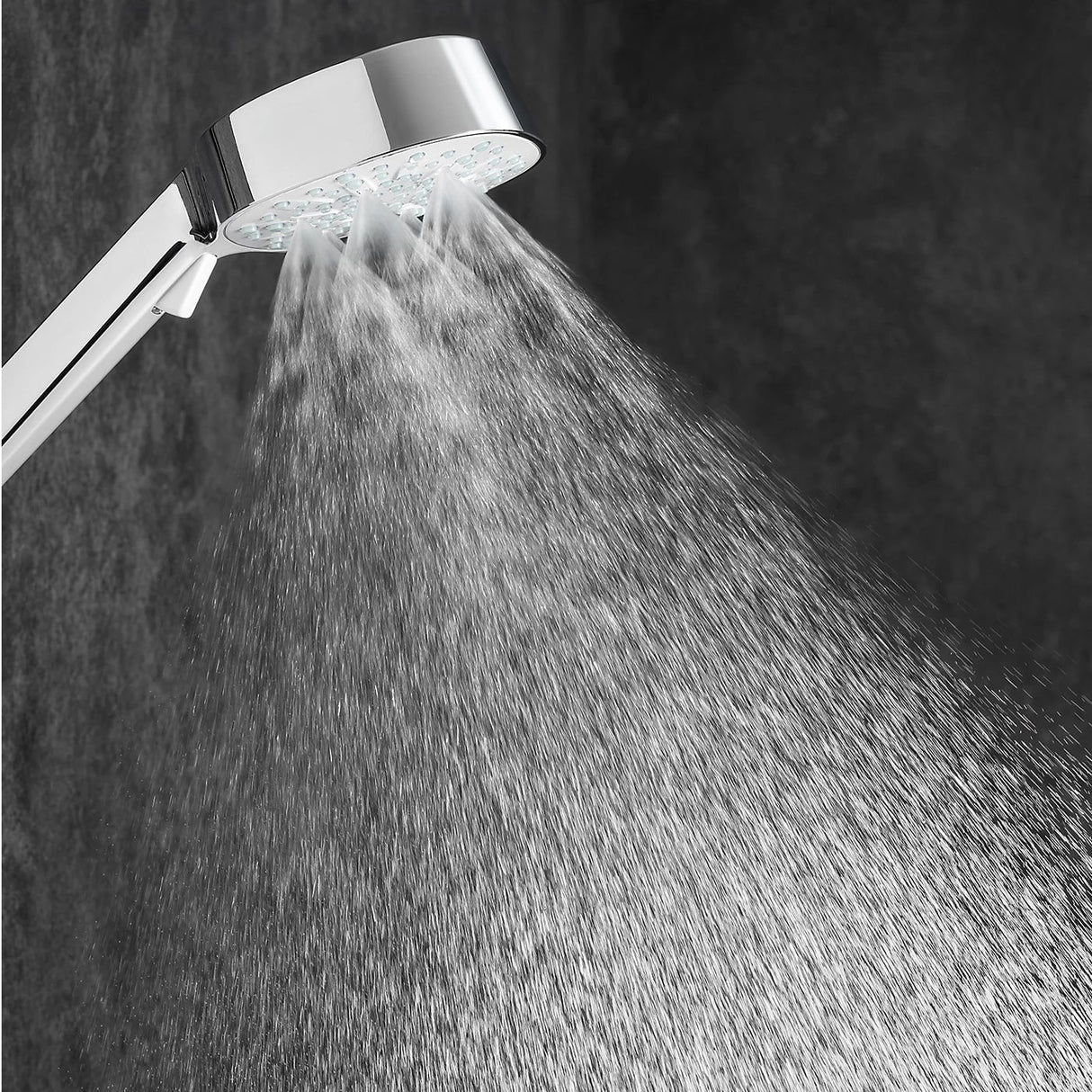Chrome shower head and handheld shower on a white background