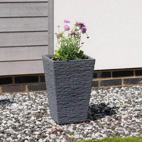 Strata Slate Tall Garden Planter Pot - Ash | GN577-ASH