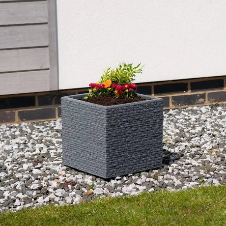Strata Slate Square Garden Planter Pot - Ash | GN686-ASH