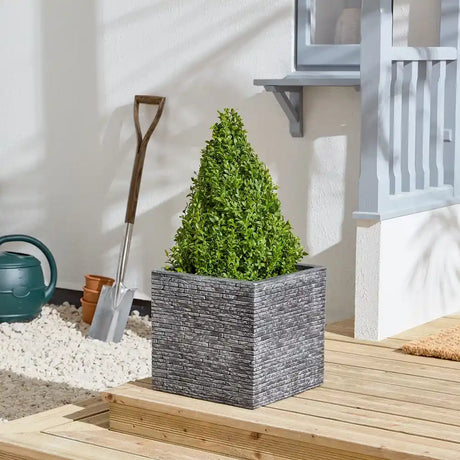 Strata Slate Square Garden Planter Pot - Stone | GN686-STN