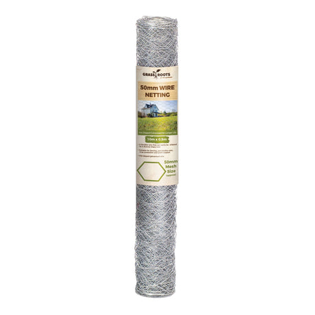 Grass Roots Galvanised Wire Netting 10 Metre x 0.9 meters Roll 50mm Chicken Wire | GRT967454