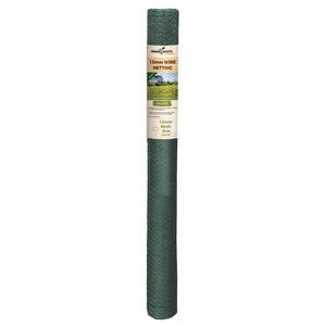 Grass Roots 13mm wire netting roll 6m x 1m green PVC coated chicken wire for garden fencing
