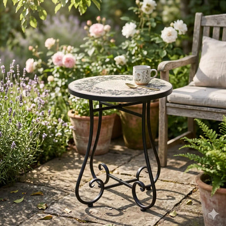 Kaemingk Santorini Mosaic Side Table - Matt Black | 9984494