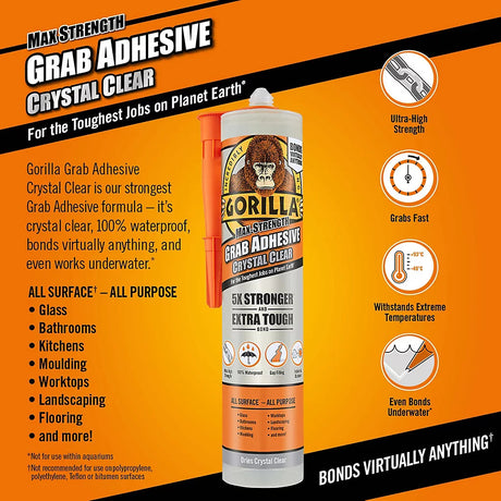 Gorilla Heavy Duty Grab Adhesive 270ml - Crystal Clear | 2044402