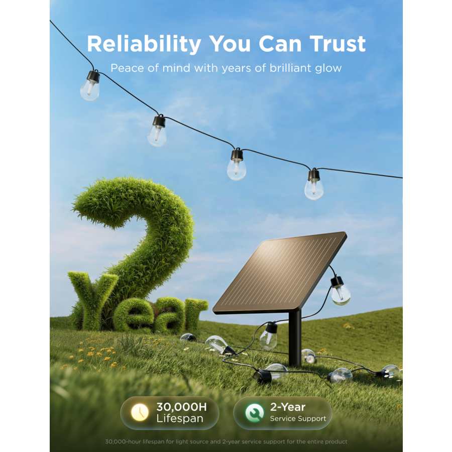 Govee Outdoor Solar String Lights - 33f t/ 10 Metre IP67 - Multi Coloured | H3001311