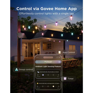 Govee Outdoor Solar String Lights - 33f t/ 10 Metre IP67 - Multi Coloured | H3001311