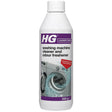 HG Laundry Room washing machine cleaner and odour freshener 550g bottle with white cap and purple label showing washing machine imagery and bubbles