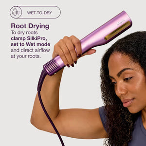 Shark SilkiPro Straight Hair Straightener + Dryer in One Tool with Heat-Resistant Storage Case - Plum Satin | HT401UKPU