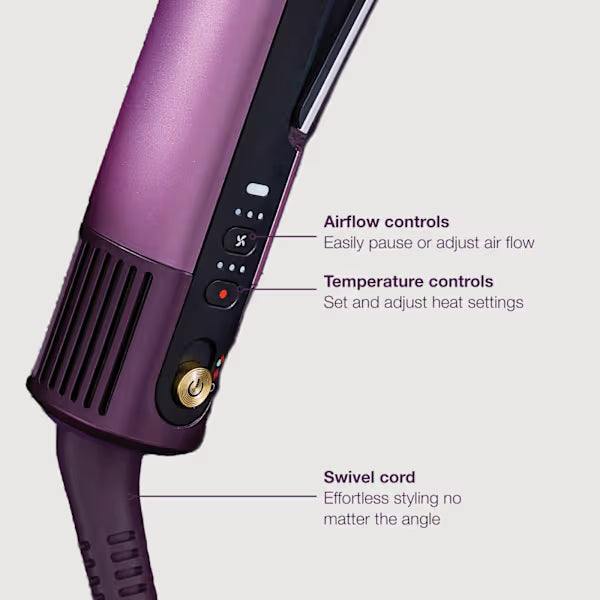 Shark SilkiPro Straight Hair Straightener + Dryer in One Tool with Heat-Resistant Storage Case - Plum Satin | HT401UKPU