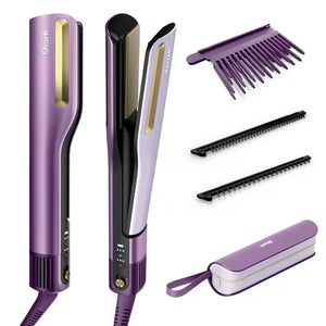 Shark SilkiPro Straight Hair Straightener + Dryer in One Tool with Heat-Resistant Storage Case - Plum Satin | HT401UKPU