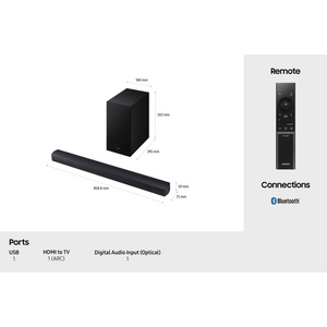 Samsung B450F 2.1ch B Series Soundbar with Subwoofer  -Titan Black | HW-B450F/XU