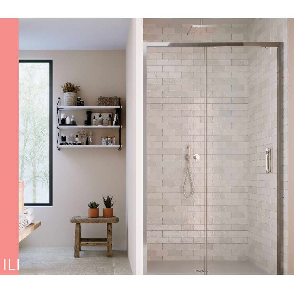 Flair ILI Slider Shower Door | Chrome, Matte Black, Brushed Brass | 1000mm to 1700mm