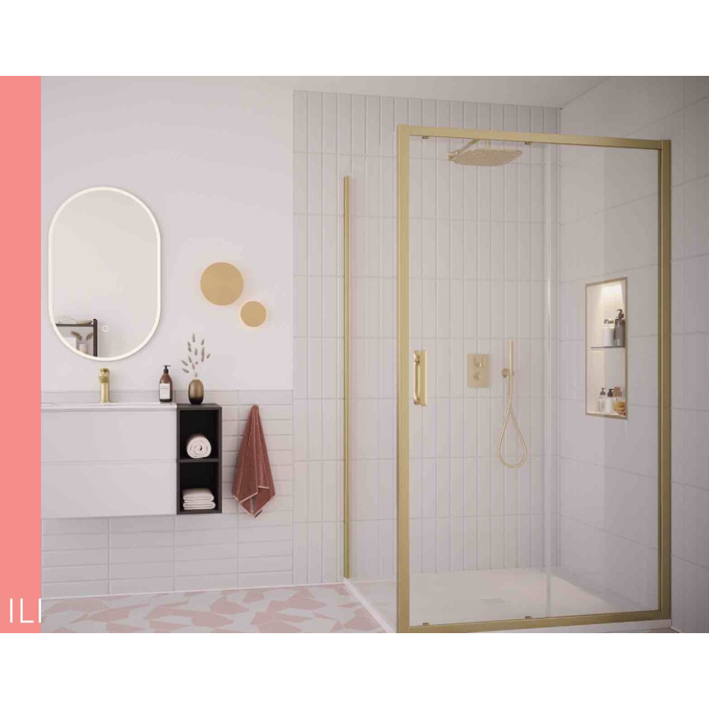 Flair ILI Slider Shower Door | Chrome, Matte Black, Brushed Brass | 1000mm to 1700mm
