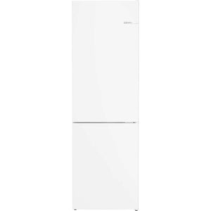 Bosch Series 4 white freestanding 60/40 fridge freezer with split door design, stainless steel handle and digital display panel