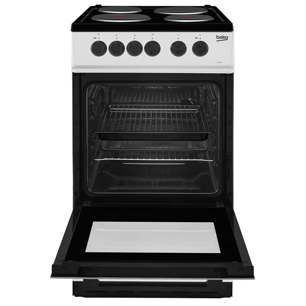 Beko 50cm Electric Solid Plate Cooker - Silver | KS530S