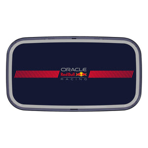 Oracle Red Bull Racing blue Bluetooth alarm clock radio speaker with dark navy display and red racing stripes logo design