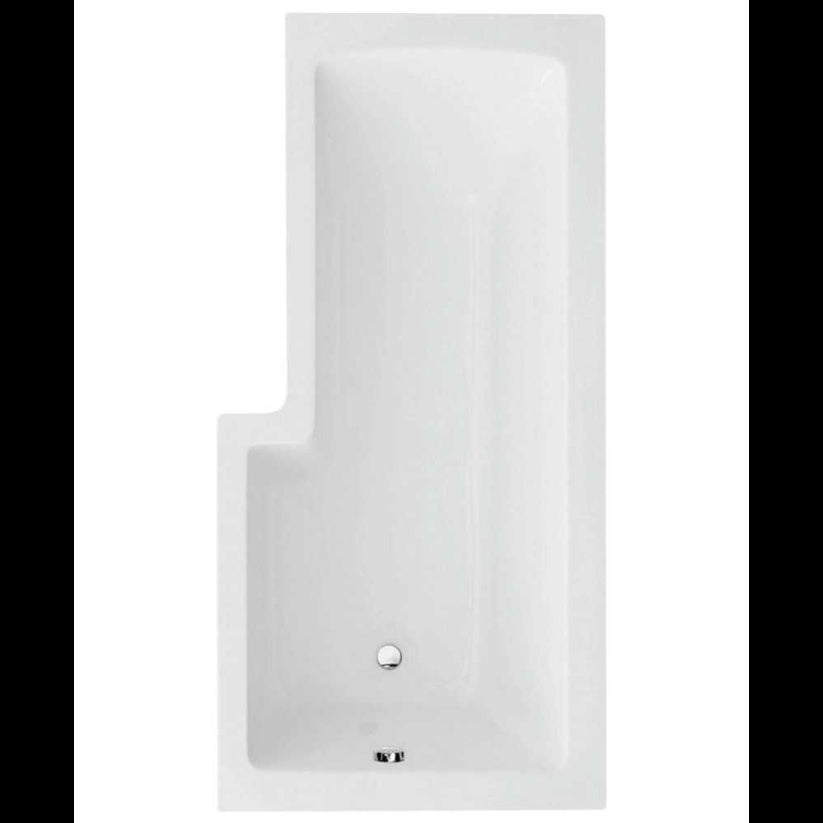 L SHAPE 1700x850mm Shower Bath & Bath Panel White with Bath Screen Chrome