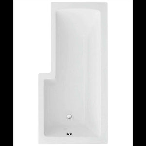 L SHAPE 1700x850mm Shower Bath & Bath Panel White with Bath Screen Chrome