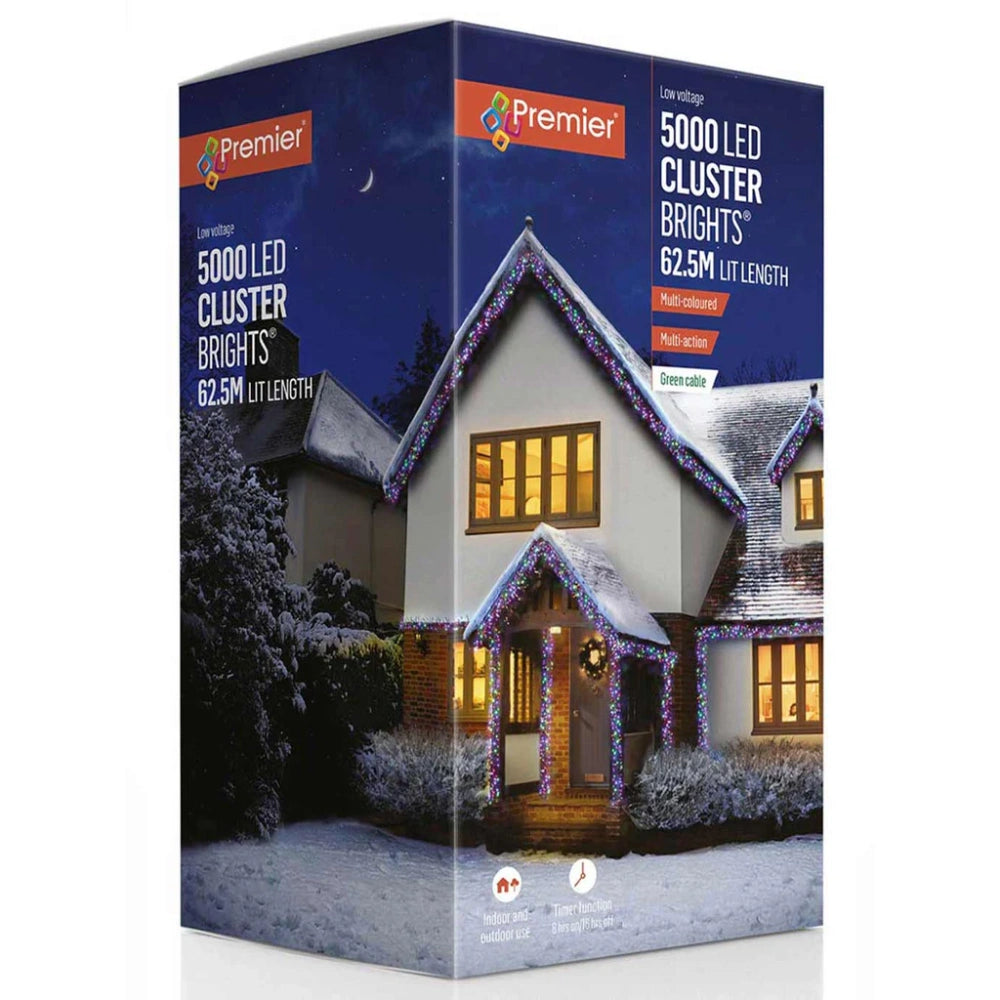 Premier 5000 Multi-Action LED Cluster Christmas Lights - Multi-Coloured | LV232605M