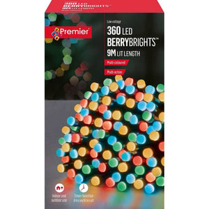 Premier 360 Low Voltage Multi Action LED Mini Berry Christmas Lights -  Multi-Coloured | LV254001M