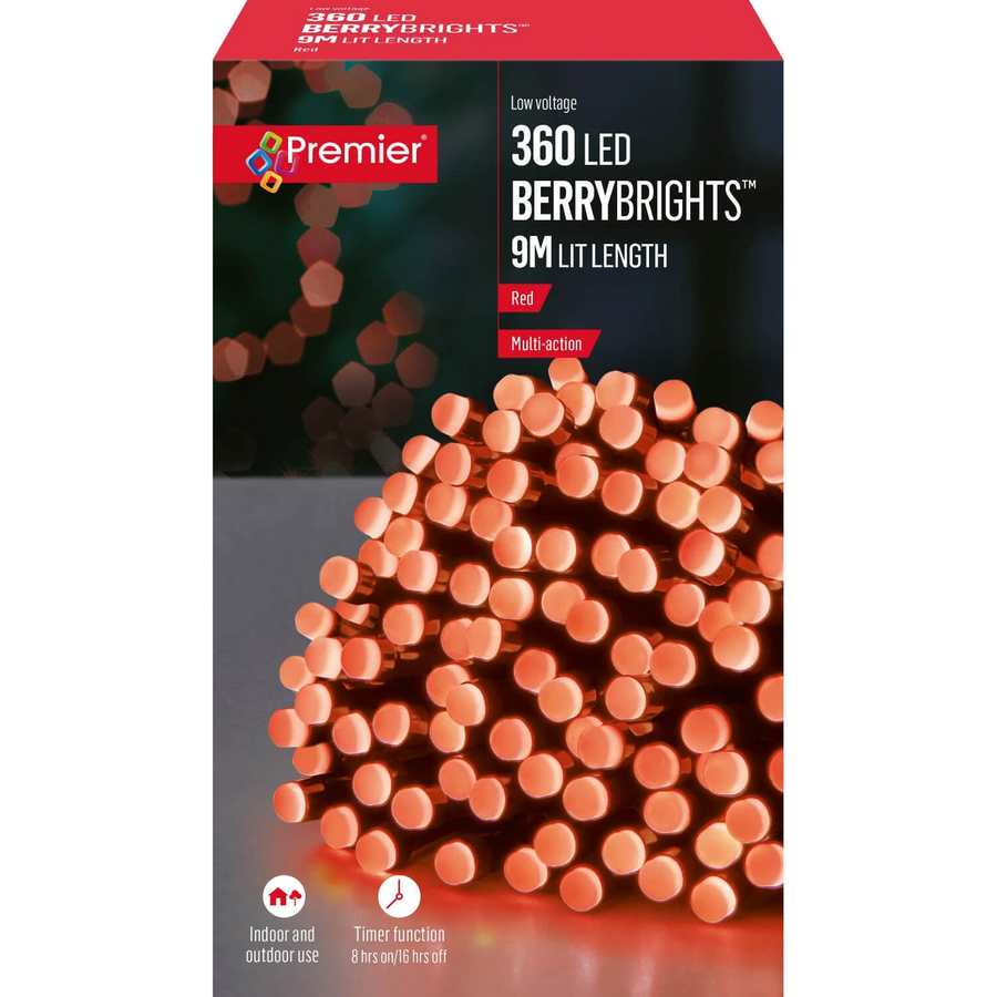 Premier 360 Low Voltage Multi Action LED Mini Berry Christmas Lights -  Red | LV254001R