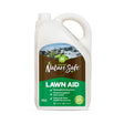 Hygeia Organic Nature Safe Lawn Aid 5 litre plastic bottle with white container, green label band, and coastal seaweed imagery, featuring checkmarks for lawn strengthening and pest protection benefits