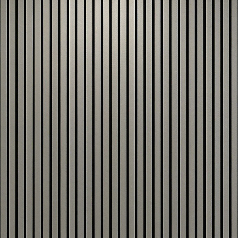 Acoustic wall panel with vertical slat design in light grey, 600mm x 2400mm, showing ribbed texture pattern for sound absorption