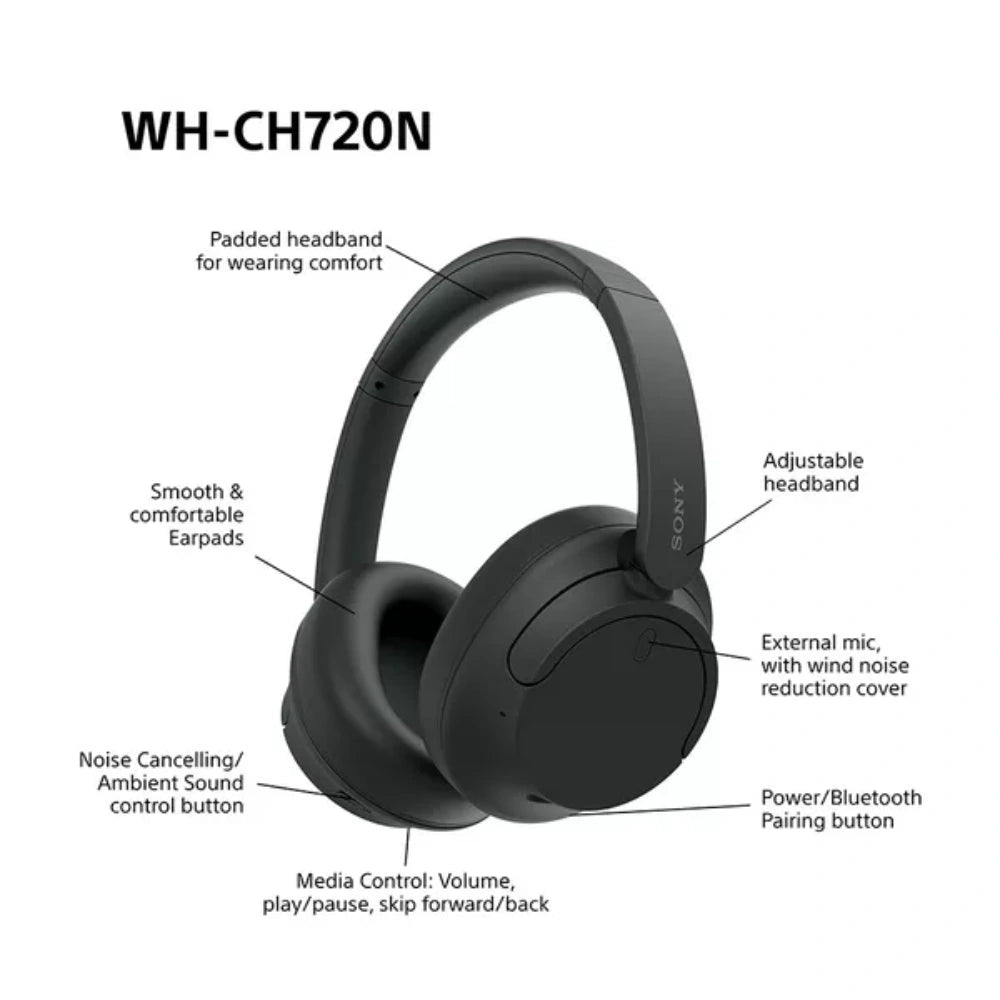 Sony Wireless Over Ear Noise Cancelling Headphones - Black | WHCH720NBCE7