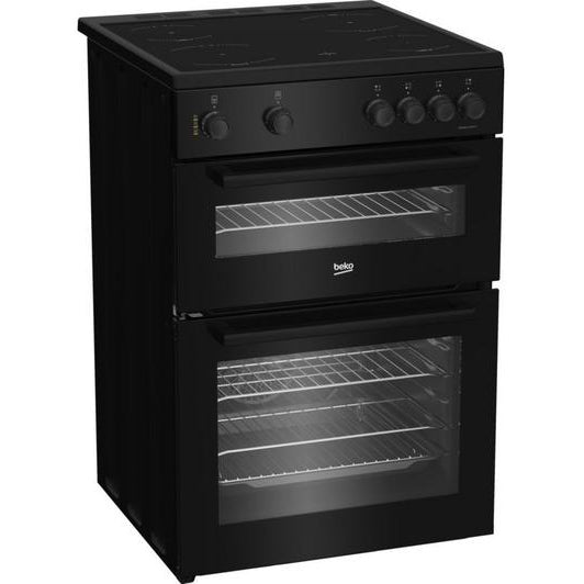 Beko 60cm Twin Cavity Electric Cooker with Ceramic Top - Black | FTC6701K