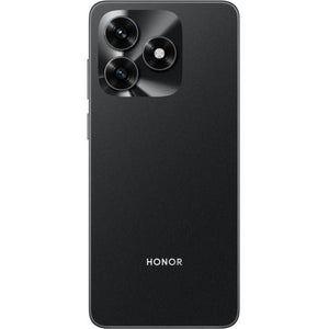 Honor X5c Plus black smartphone rear view showing triple camera setup and midnight black finish with Honor branding
