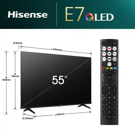 Hisense E7Q 55 Inch QLED 4K Smart AI TV | 55E71Q