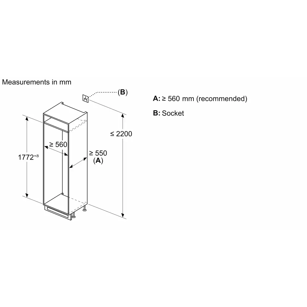 Bosch Series 2 Integrated Built In 60/40 Fridge Freezer - Sliding Hinge | KIN86NSE0G