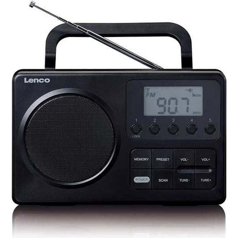 Lenco Compact Portable FM Radio with LCD Display - Black | MPR-035BK-UK