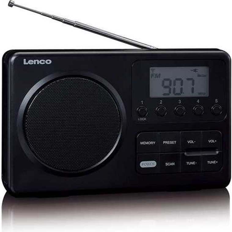 Lenco Compact Portable FM Radio with LCD Display - Black | MPR-035BK-UK
