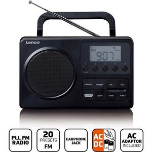 Lenco Compact Portable FM Radio with LCD Display - Black | MPR-035BK-UK