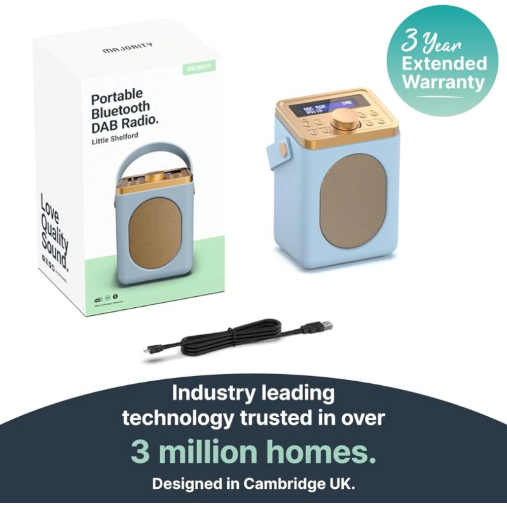 Majority Little Shelford Portable DAB Radio with Bluetooth - Duck Egg | LSHDABDUK