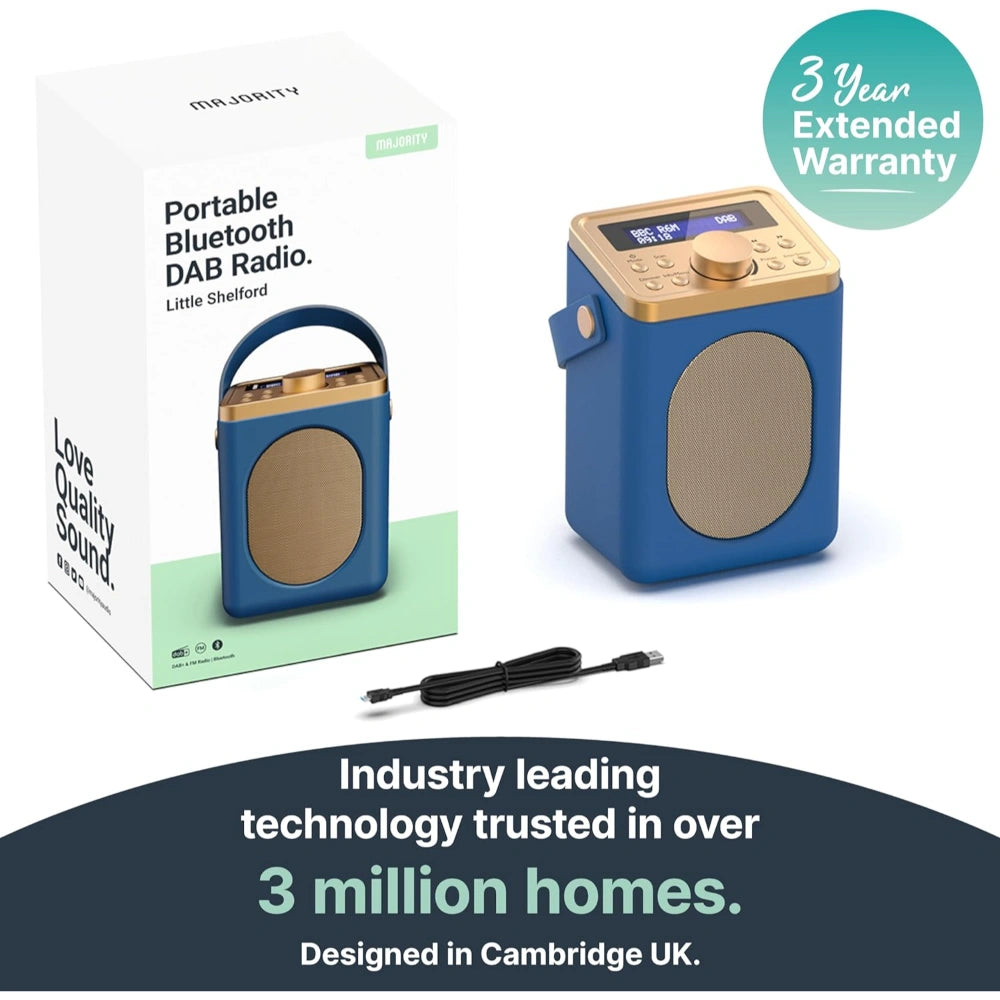 Majority Little Shelford Portable DAB Radio with Bluetooth - Blue | LSHDABMIDUK
