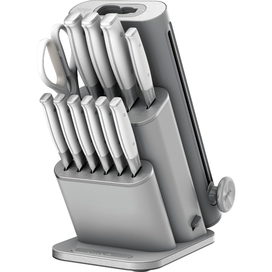 Ninja StaySharp 13 Piece Knife Block Set with Removable Sharpener - White / Grey | NK32013EUUKGY1