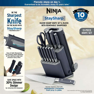 Ninja StaySharp 13 Piece Knife Block Set and Removable Sharpener - Black | NK32013EUUKBK1