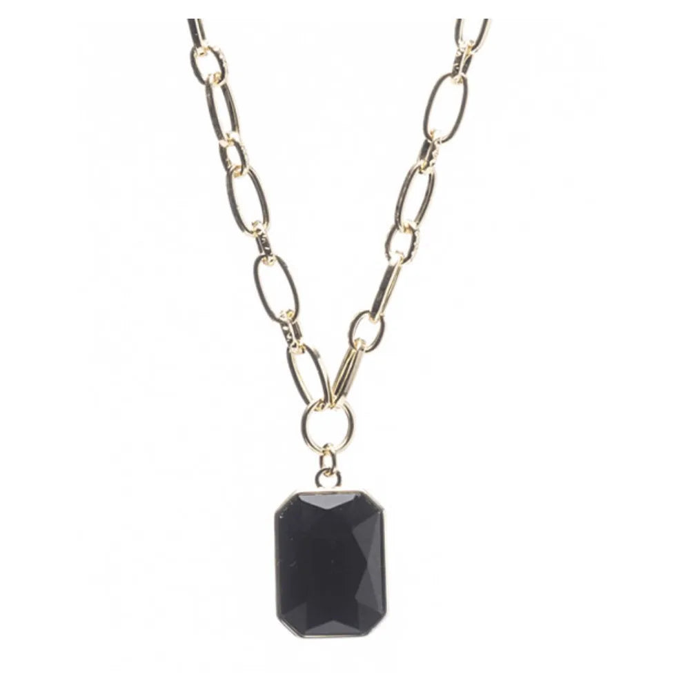 Newgrange Living Geometric Black Pendant - Yellow Gold | 600361