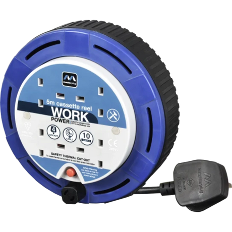 Masterplug 4 Socket 5 Metre Cable Extension Reel 10amp | SCT0510/4BL-MP