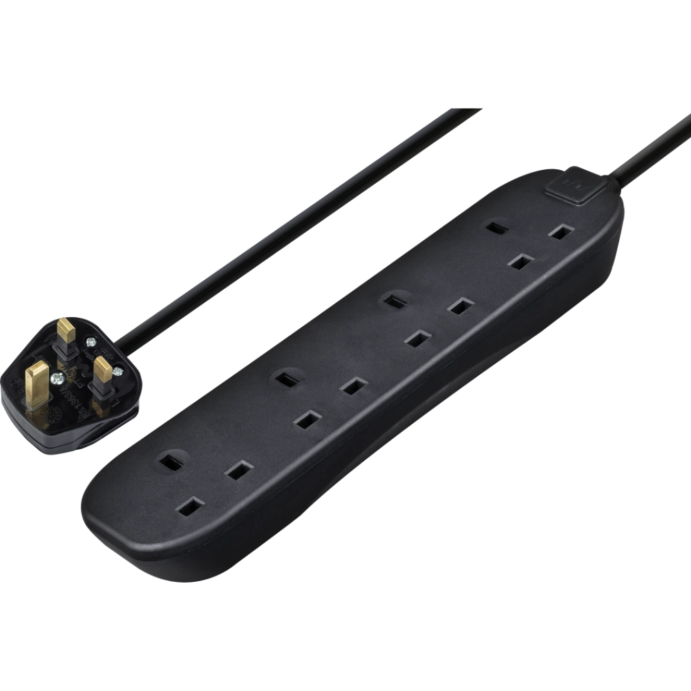 Masterplug 4 Gang 2 Metre Extension Lead - Black | BFG210NB-MP