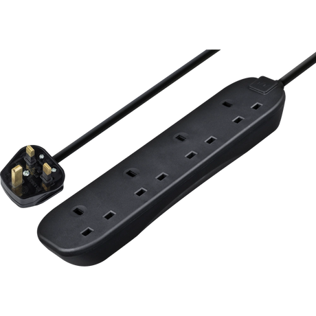 Masterplug 4 Gang 2 Metre Extension Lead - Black | BFG210NB-MP