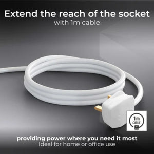 Masterplug 4 Gang 1 Metre Basics Extension Lead 13 Amp | BFG110N-MP