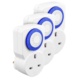 Masterplug 24 Hours Mechanical Timer Adaptor 3 Pack - White | TMS24/3-MP