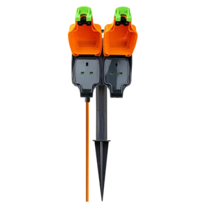 Masterplug 2 Socket 15 Metre Weatherproof Outdoor Garden Spike with Extension Lead | IPG215/2-MP