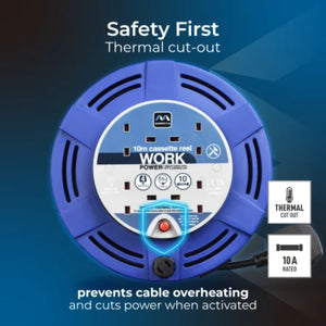 Masterplug 4 Socket 10 Metre Extension Cable Reel - Blue | MCT1010/4BL-MP