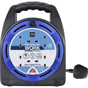 Masterplug Case Cable Reel 13A 4 Socket 15 Metre 240V | HST1513/4BL-MP