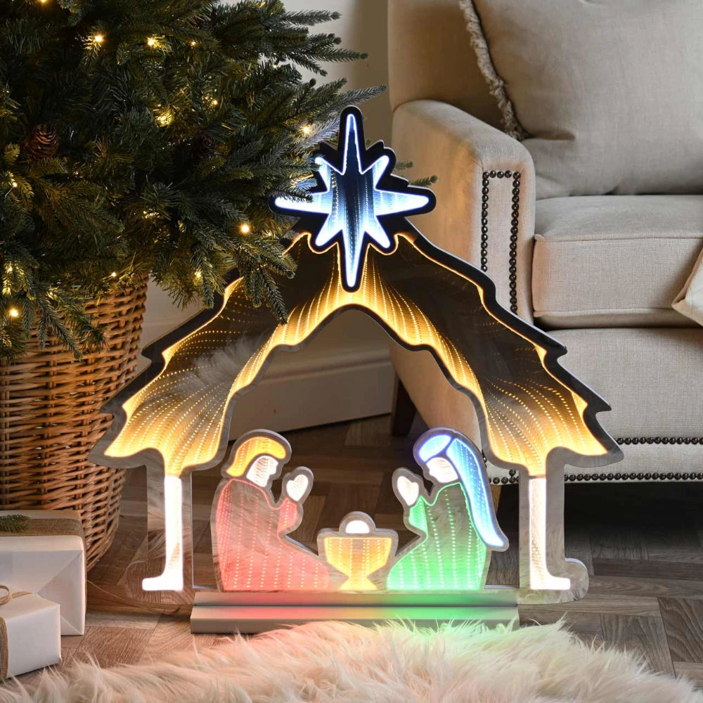 Festive Nativity Scene Infinity Mirror Light - 65cm